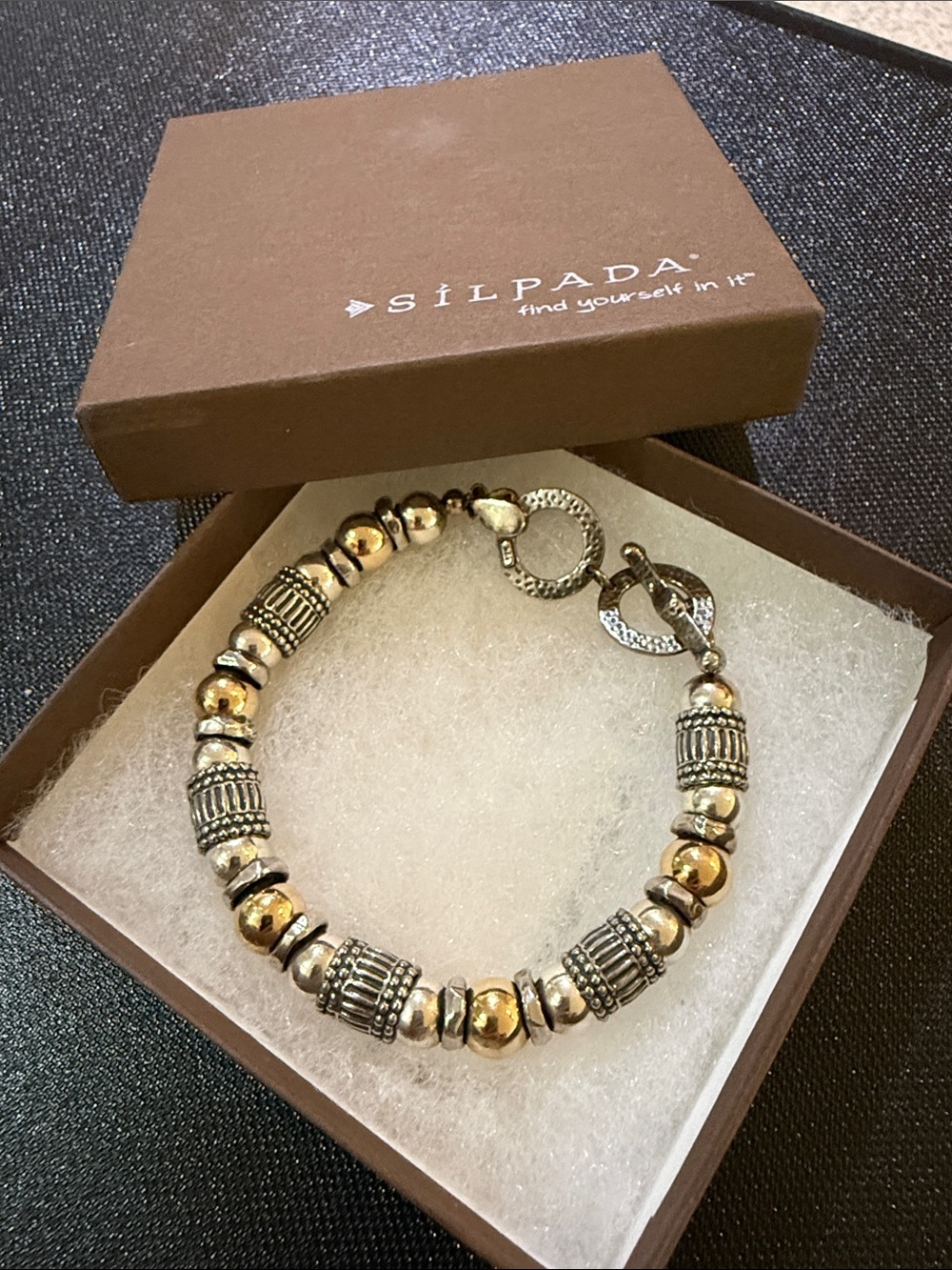 B1223 Retired Silpada Silver/14K gold plated Bracelet